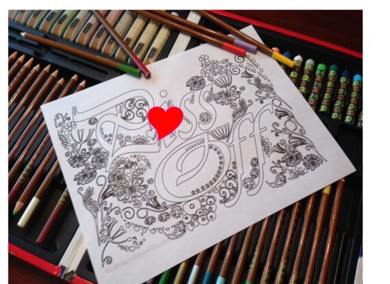 Download Items similar to P*ss Off - Sweary coloring page, Instant Digital Download, Sweary Coloring Book ...