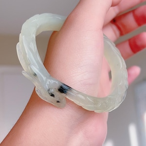 Dragon Carved Bangle 54.7mm | Serpentine Jade Bangle