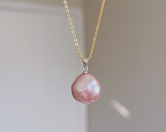 Lindo collar de perlas barrocas｜ Colgante de perlas hecho a mano