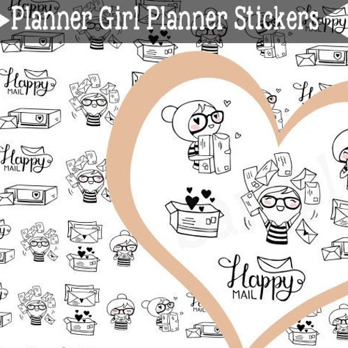 Happy Mail Printable Planner Stickers Watercolor Stickers - Etsy