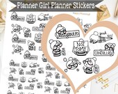 Reschedule Not Today Character Functional Printable Planner Stickers  for Erin Condren Planner Functional Stickers Kawaii Planner Girl Icon