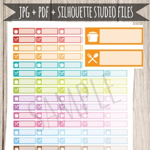 Meal Plan Printable Planner Stickers Meal Plan Planner Sticker Functional Stickers for Erin Condren Planner Dinner Food Box Sticker Cut File
