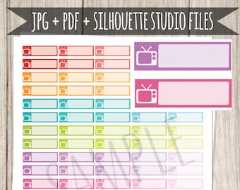 TV Printable Planner Stickers TV Planner Stickers Functional Stickers for Erin Condren Planner TV Shows Television Tracker Planner Stickers