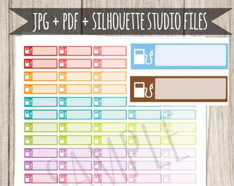 Gas Pump Printable Planner Stickers Gas Planner Stickers for Erin Condren Planner Bill Payment Budget Tracker Functional Stickers Cut File