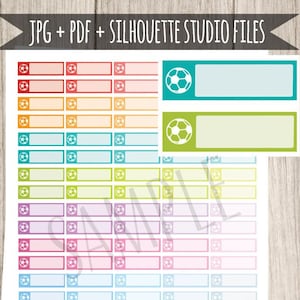Soccer Printable Planner Stickers Soccer Planner Stickers for Erin Condren Planner Functional Stickers Box Planner Stickers Cut File Game