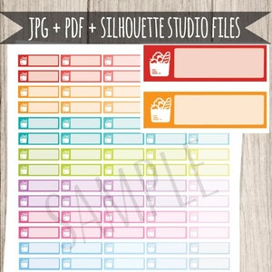 Grocery Bag Printable Planner Stickers Grocery Shopping Planner Stickers for Erin Condren Planner Functional Stickers Box Planner Stickers
