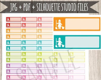 Schoonmaak meid afdrukbare planner stickers schoonmaak planner stickers schoonmaak stickers voor erin Condren planner vak planner stickers gesneden bestanden