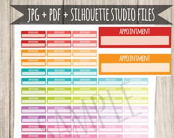 Appointment Printable Planner Stickers Appointment Stickers for Erin Condren Planner Functional Stickers Box Planner Stickers Cut Files