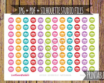 Running Printable Planner Stickers Shoe Stickers Cut File Icon Stickers Digital Planner Stickers Fitness Stickers for Erin Condren Planner