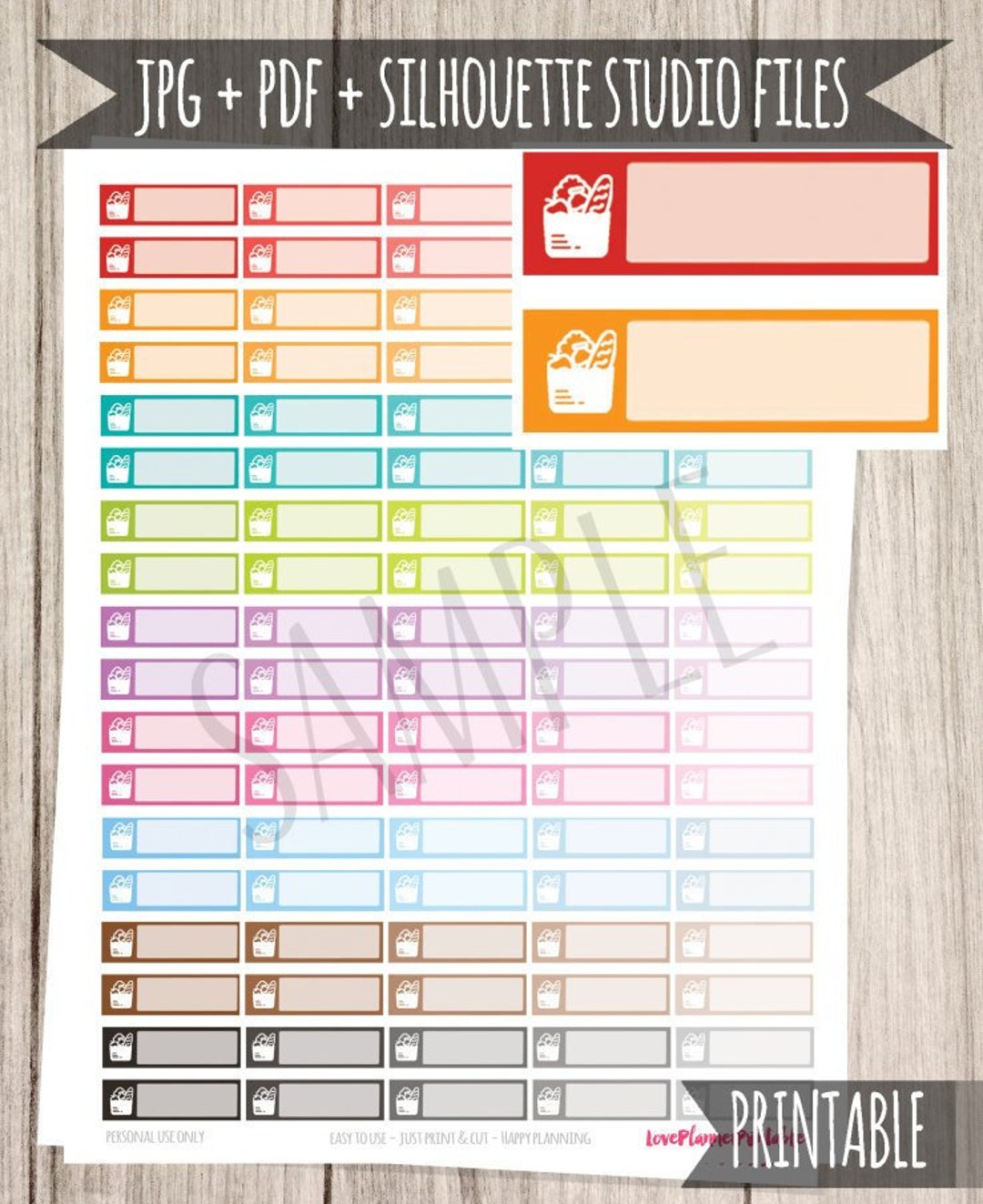 Grocery Bag Printable Planner Stickers Grocery Shopping Planner ...