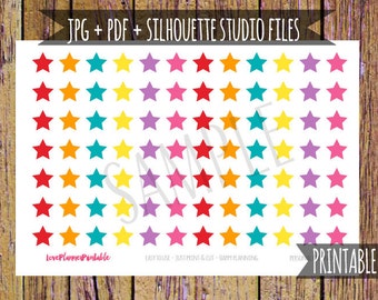 Star Stickers Printable Planner Stickers Cut File Icon Stickers Note Planner Checklist Stickers for Erin Condren Planner Cut Files Rainbow