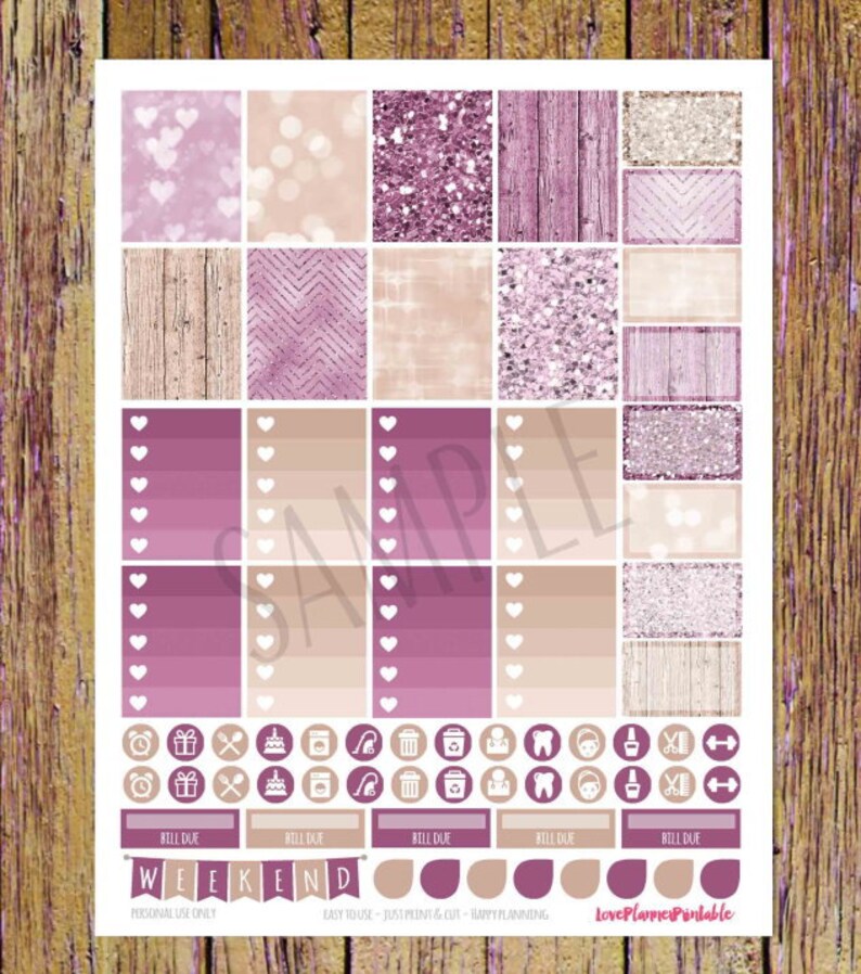 Lavender Dreams Glitter Digital Printable Planner Stickers Weekly Planner Stickers Vertical Planner Digital Planner Stickers Glitter Planner image 2