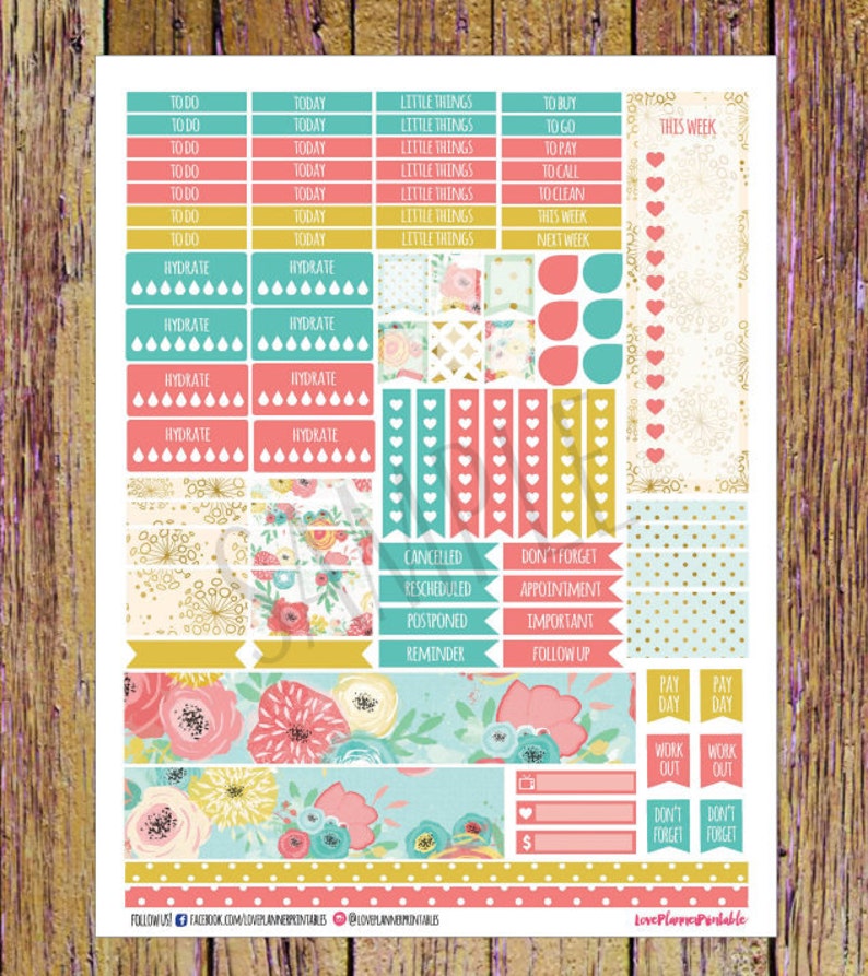 Floral Printable Planner Stickers Weekly Stickers Planner Stickers ...