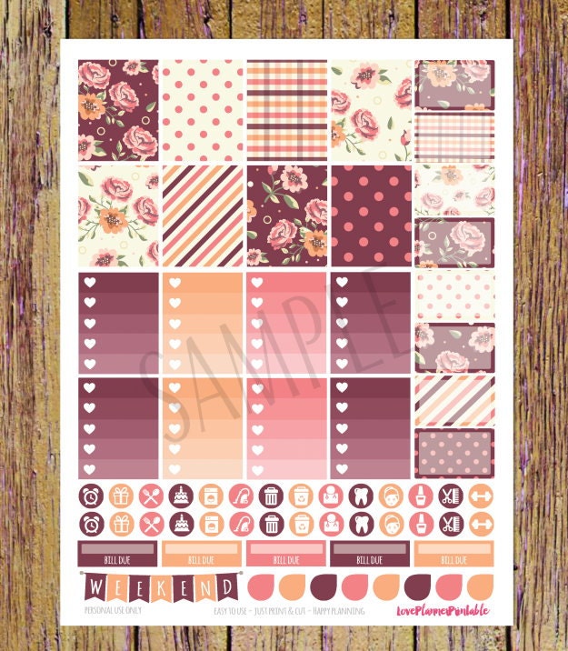 Beautiful Floral Digital Printable Planner Stickers Weekly Stickers ...