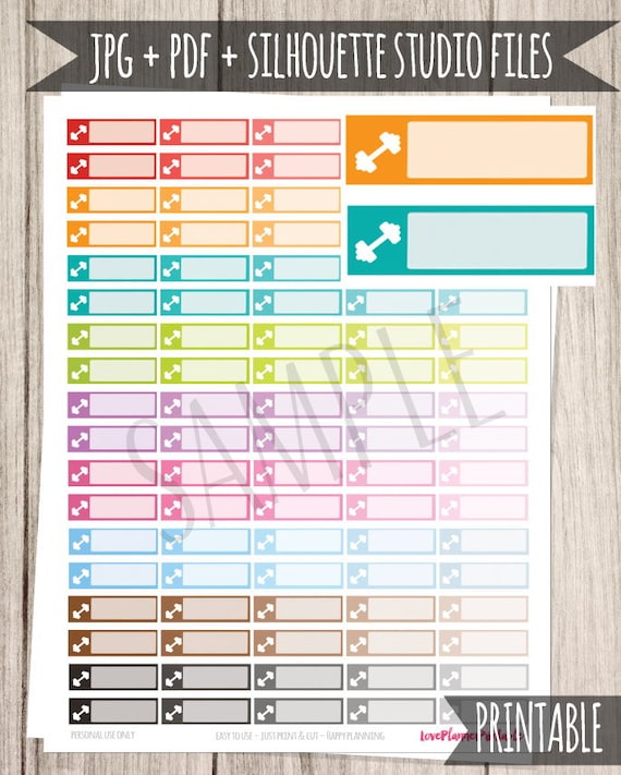 Workout Printable Planner Stickers Workout Planner Stickers | Etsy
