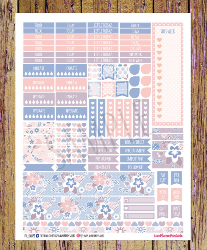 Sweet Floral Printable Planner Stickers Weekly Stickers | Etsy