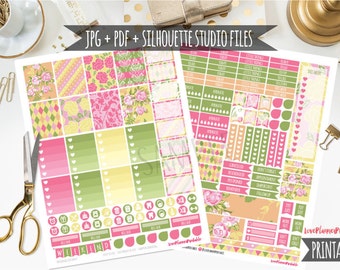 Beautiful Roses Digital Printable Planner Stickers for Erin Condren Planner Weekly Stickers Digital Planner Stickers Floral Planner Full Box