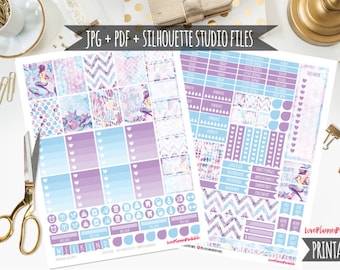 Lavender Mermaid Digital Printable Planner Stickers Weekly Stickers for Erin Condren Planner Mermaid Planner Weekly Planner Cut File Weekend