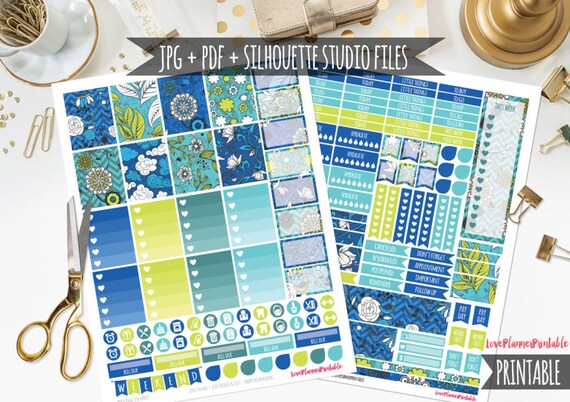 Beautiful Floral Digital Printable Planner Stickers Weekly Stickers Planner Stickers for Erin Condren Planner Full Box Floral Planner Cut