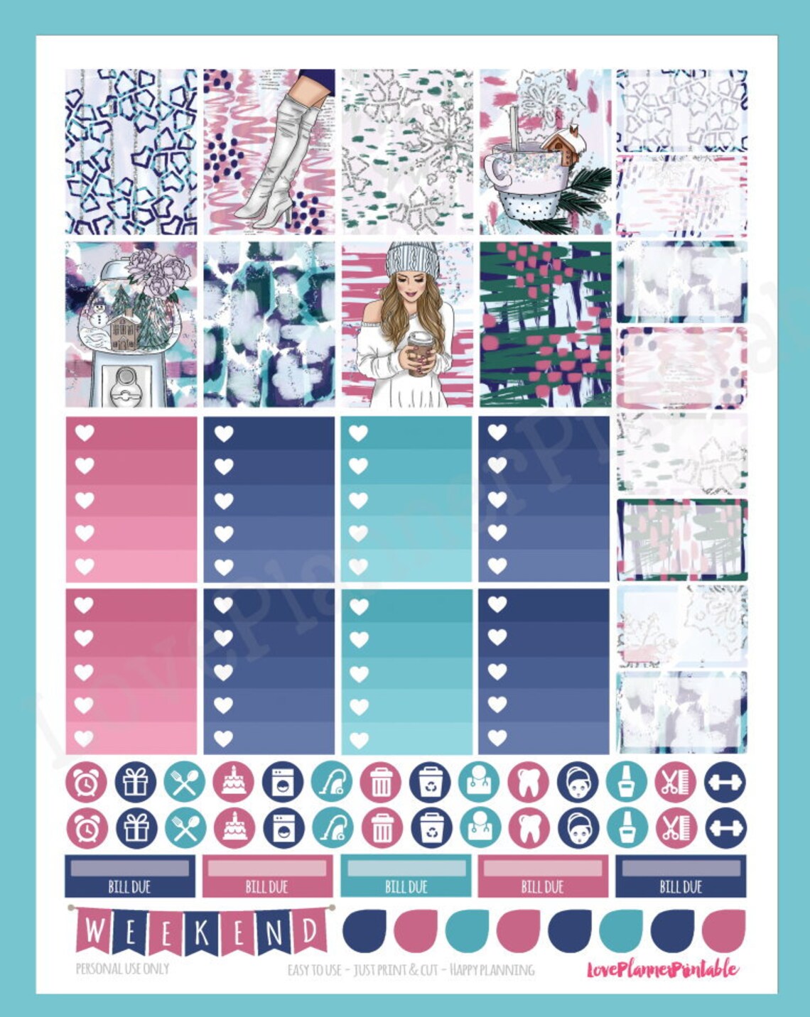 Cozy Winter Printable Planner Stickers Weekly Stickers for Erin Condren ...