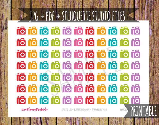 Camera Printable Planner Stickers Photo Shoot Camera Stickers for Erin ...