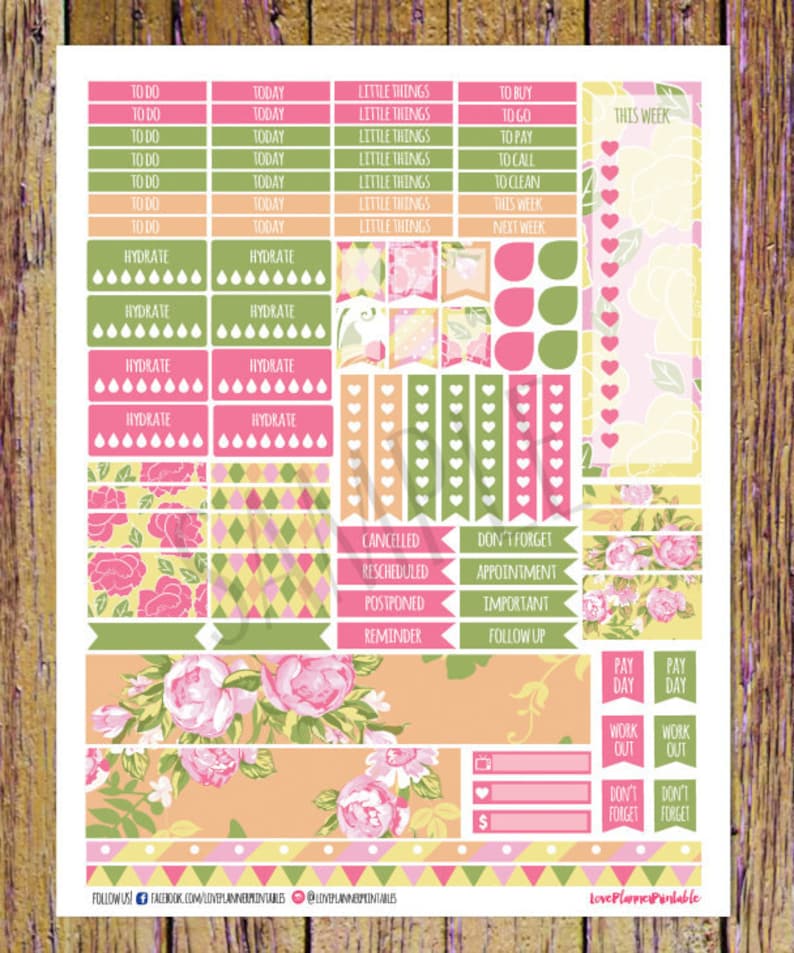 Beautiful Roses Digital Printable Planner Stickers for Erin Condren ...