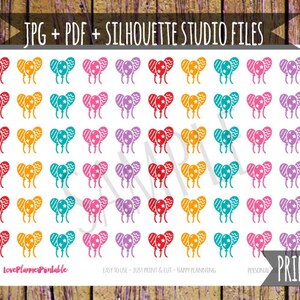 Party Printable Planner Stickers Birthday Party Planner Stickers Celebration Icon Stickers Functional Stickers Balls Planner Cut Files A31