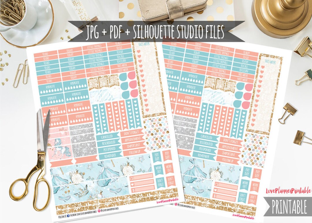 Mint Gold Fairy Tale Printable Planner Stickers Weekly Stickers for ...