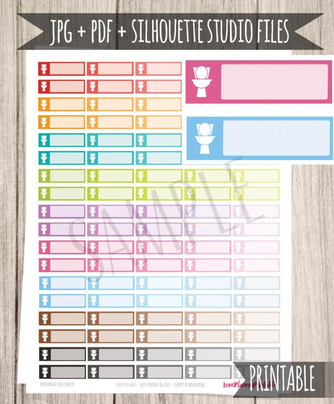 Toilet Cleaning Printable Planner Stickers House Cleaning Etsy