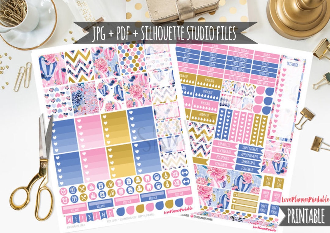 Hot Balloon Digital Printable Planner Stickers Weekly Stickers Digital ...