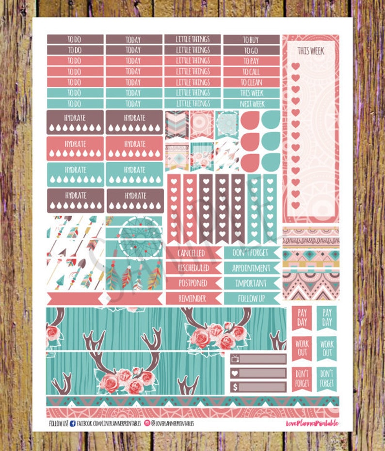 Boho Printable Planner Stickers Weekly Planner Stickers for Erin ...