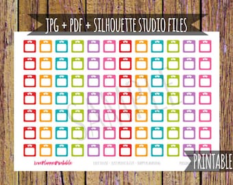 May include: Printable sheet of 64 colorful scale stickers with white outlines. The stickers are in various colors including red, orange, yellow, green, blue, purple, and pink. The text "LovePlannerPrintable" is in the bottom left corner. The text "EASY TO USE - JUST PRINT & CUT - HAPPY PLANNING" is in the bottom center. The text "PRINTABLE" is in the bottom right corner.