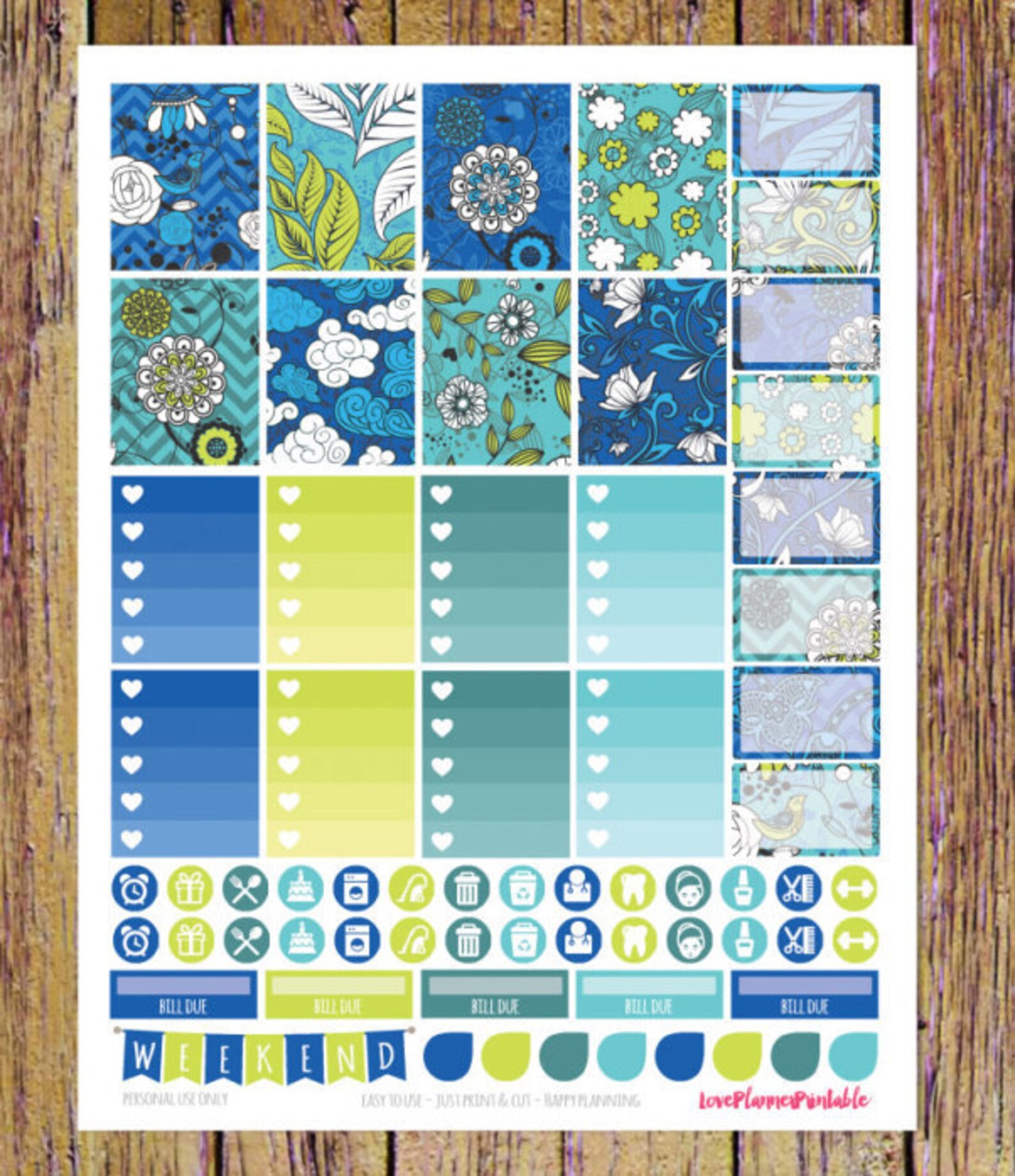 Beautiful Floral Digital Printable Planner Stickers Weekly | Etsy