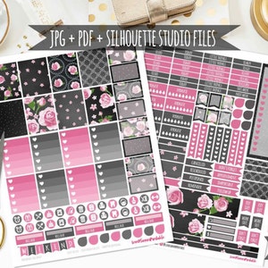 Vintage Rose Chalkboard Digital Printable Planner Stickers Weekly ...