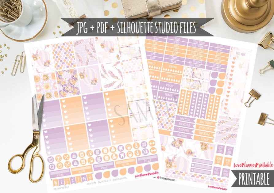 Hot Balloon Digital Printable Planner Stickers Weekly Stickers Digital ...