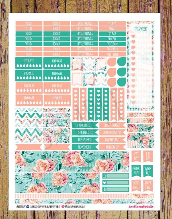 Floral Digital Printable Planner Stickers Weekly Stickers Digital ...