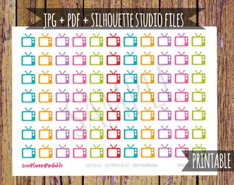 Tv Printable Planner Stickers Bill Stickers  for Erin Condren Planner TV Bill Payment TV Shows Icon Stickers Functional Stickers Cut File