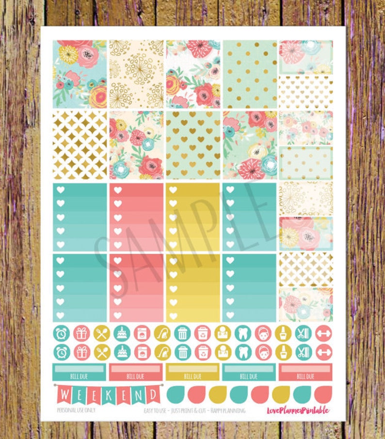 Floral Printable Planner Stickers Weekly Stickers Planner Stickers ...