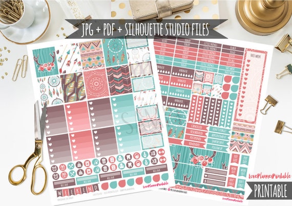 Boho Printable Planner Stickers Weekly Planner Stickers for | Etsy