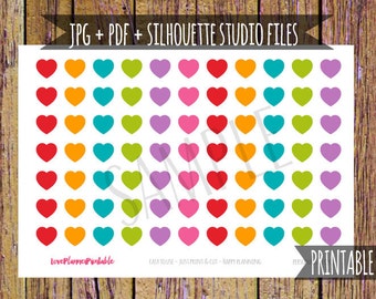 Heart Stickers Printable Planner Stickers Cut File Icon Stickers for Erin Condren Planner Checklist Stickers Cut File Icon Planner Stickers