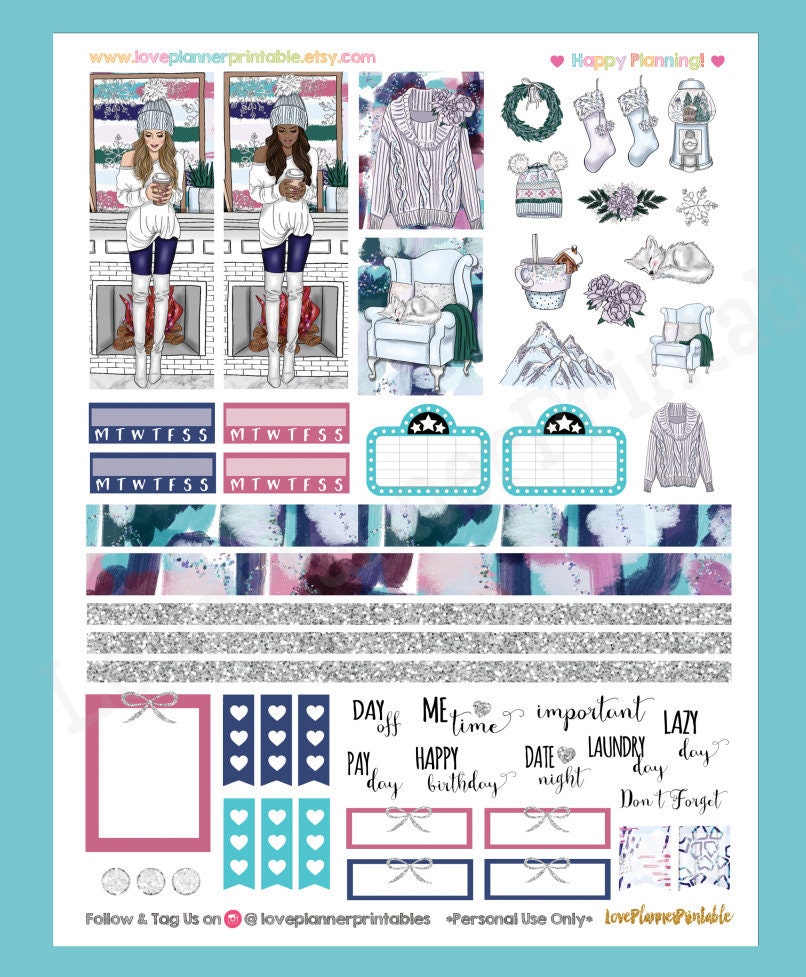 Cozy Winter Printable Planner Stickers Weekly Stickers for Erin Condren ...
