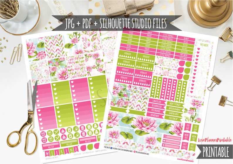 Lotus Flower Digital Printable Planner Stickers Weekly Stickers Planner ...
