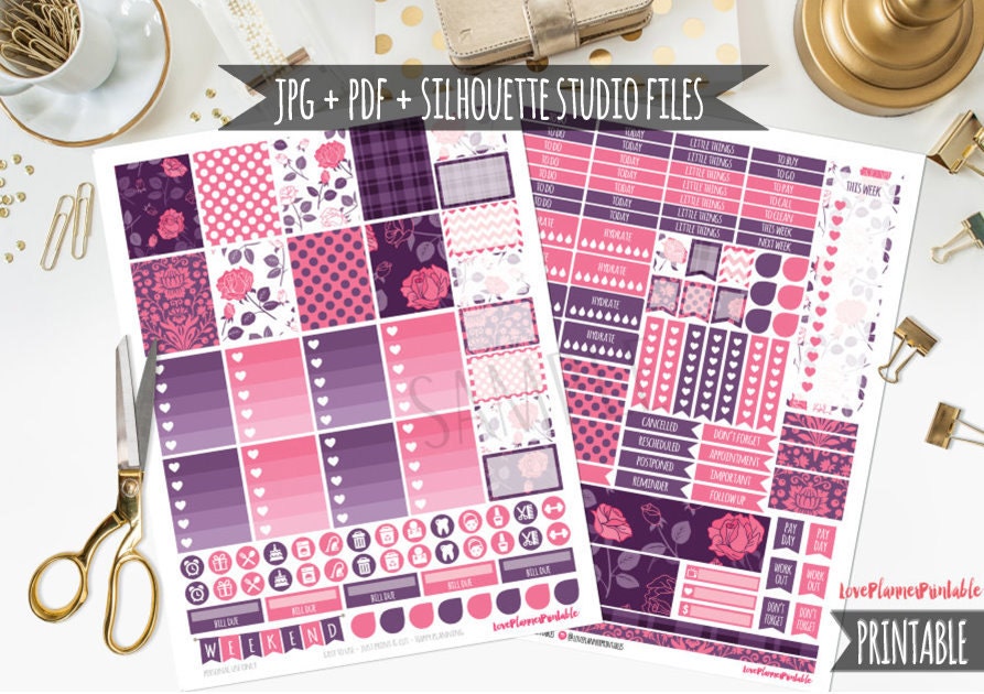 Lovely Roses Floral Printable Planner Stickers Weekly Stickers - Etsy