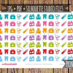 Assorted Arzt druckbare Planer Aufkleber Zahnarzt Aufkleber Arzttermin Symbol Aufkleber funktionale Aufkleber für Erin Condren Planer