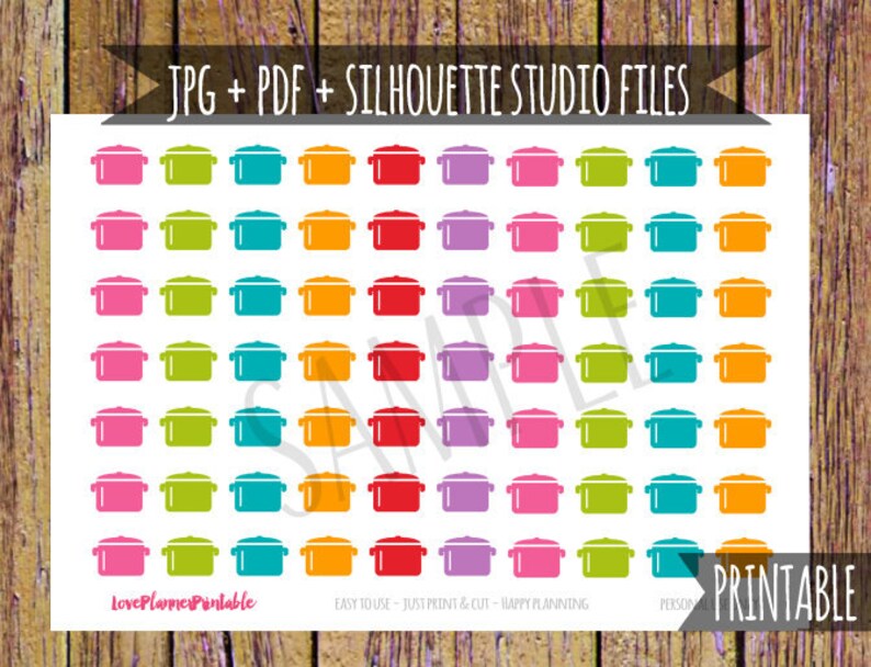 Crockpot Printable Planner Stickers Cut File Slowcooker Stickers Icon ...