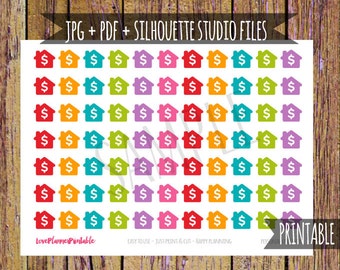 Home Printable Planner Stickers Mortgage Stickers Icon Stickers Functional Stickers Cut File Bill Stickers for Erin Condren Planner Rainbow