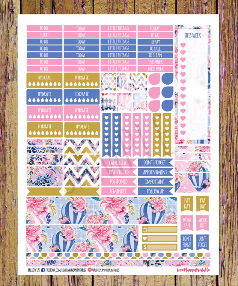 Hot Balloon Digital Printable Planner Stickers Weekly Stickers | Etsy