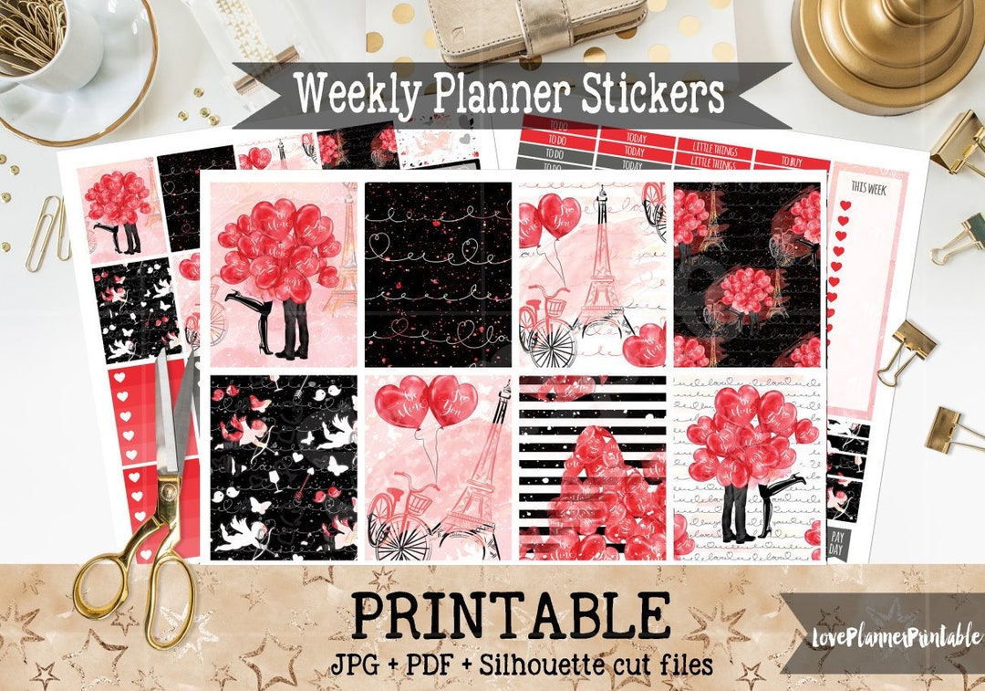Be Mine Valentine's Day Printable Planner Stickers Weekly Planner ...