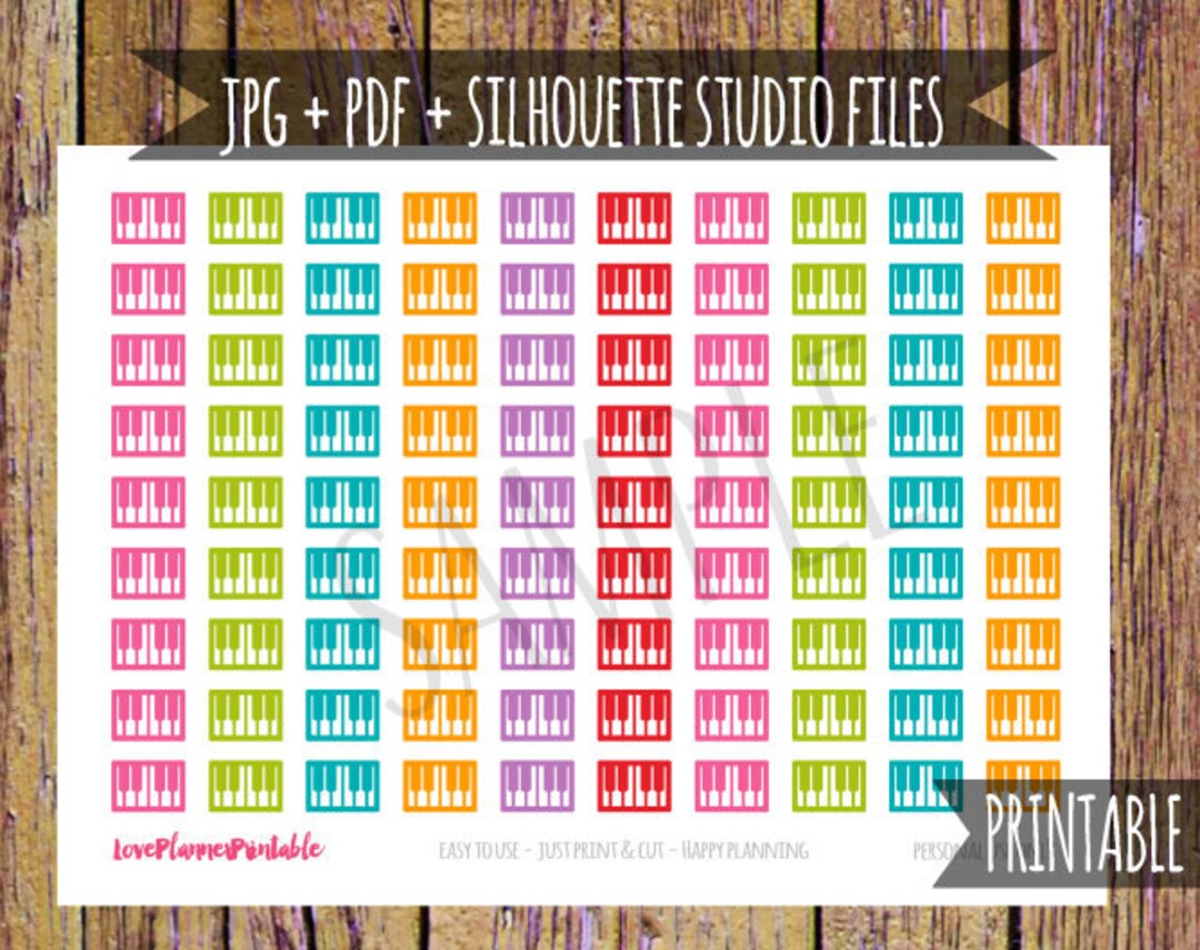 Piano Printable Planner Stickers Piano Stickers Icon Stickers ...