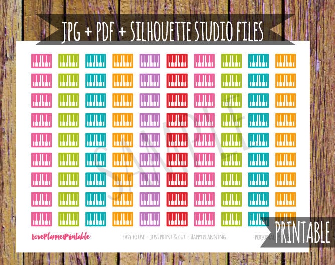 Piano Printable Planner Stickers Piano Stickers Icon Stickers - Etsy